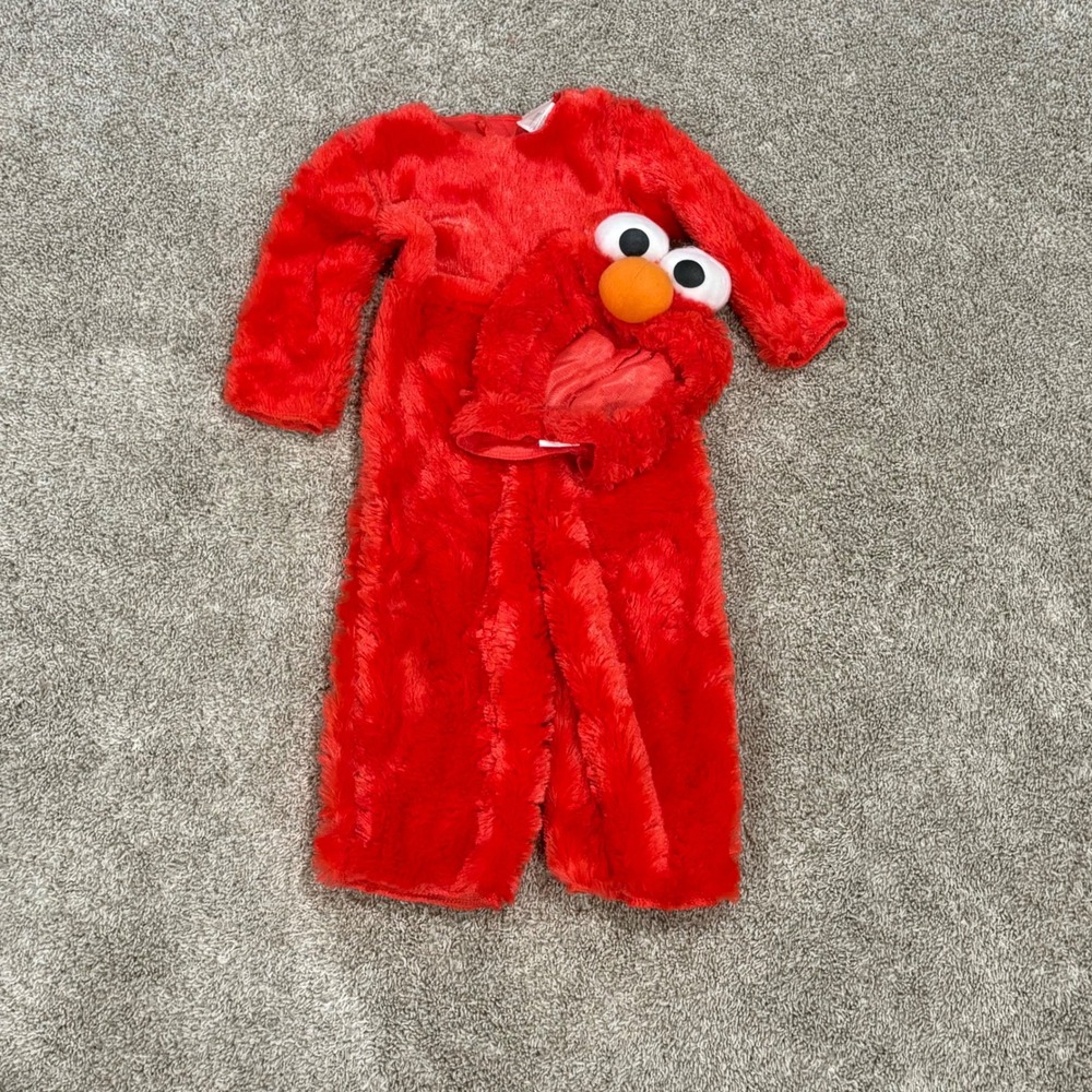 Sesame Street Elmo Toddler Costume Red Fuzzy Plush Jumpsuit 2T 25961S Unisex